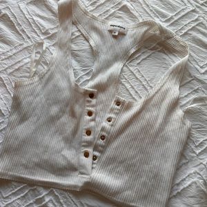 Plain white button up crop top
